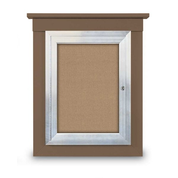 72"x36" 3-Door Enclosed Letterboard, Header, Black Vinyl/Cherry